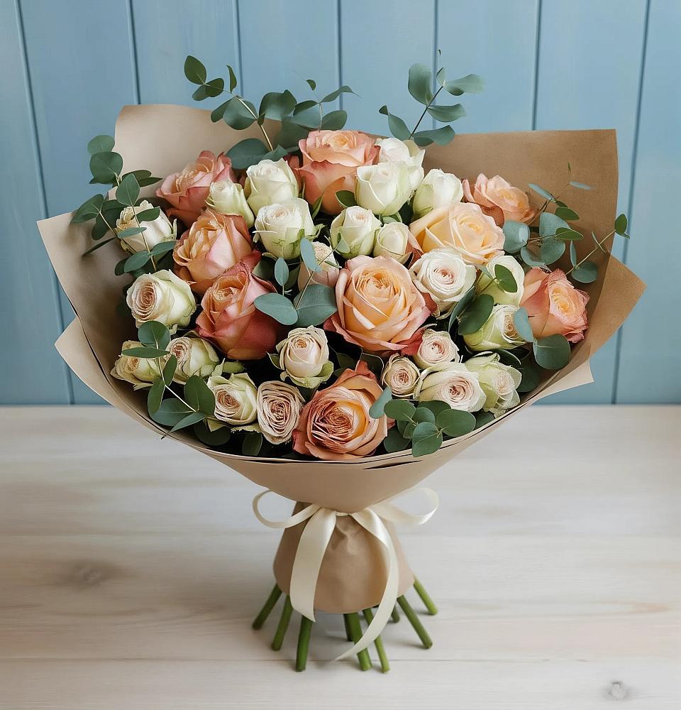 Букет цветов из: Альстромерии и Розы в Орлове Кировская область