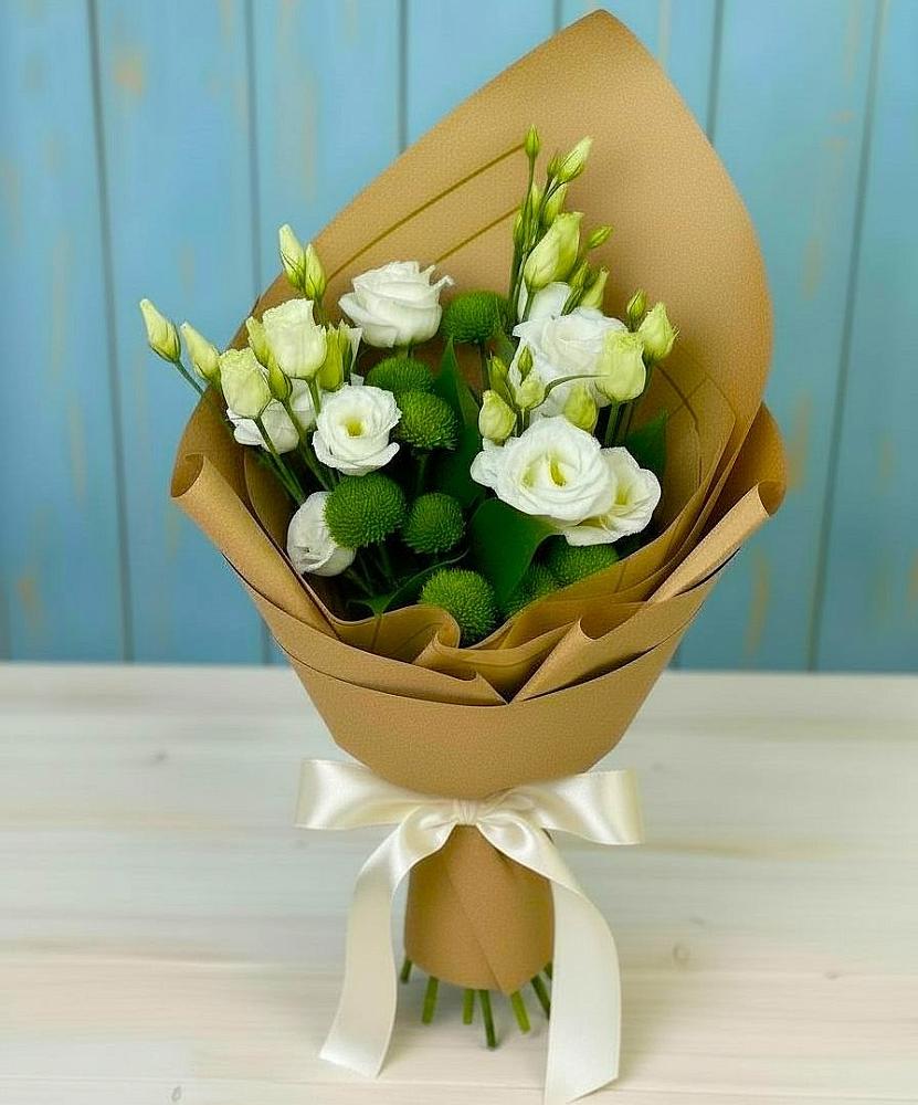 Букет цветов из: Хризантемы и Лизиантусы в Орлове Кировская область