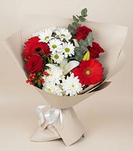 Букет цветов из:  Розы, Хризантемы, Герберы и Лилии в Орлове Кировская область