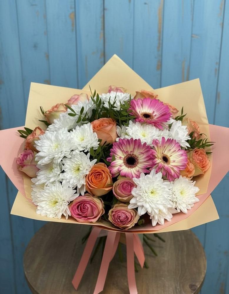 Букет цветов из: Розы, Герберы и Хризантемы в Орлове Кировская область