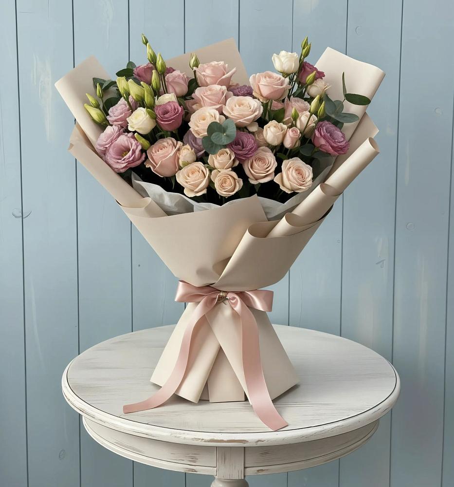 Букет цветов из: Розы и Лизиантусы в Орлове Кировская область