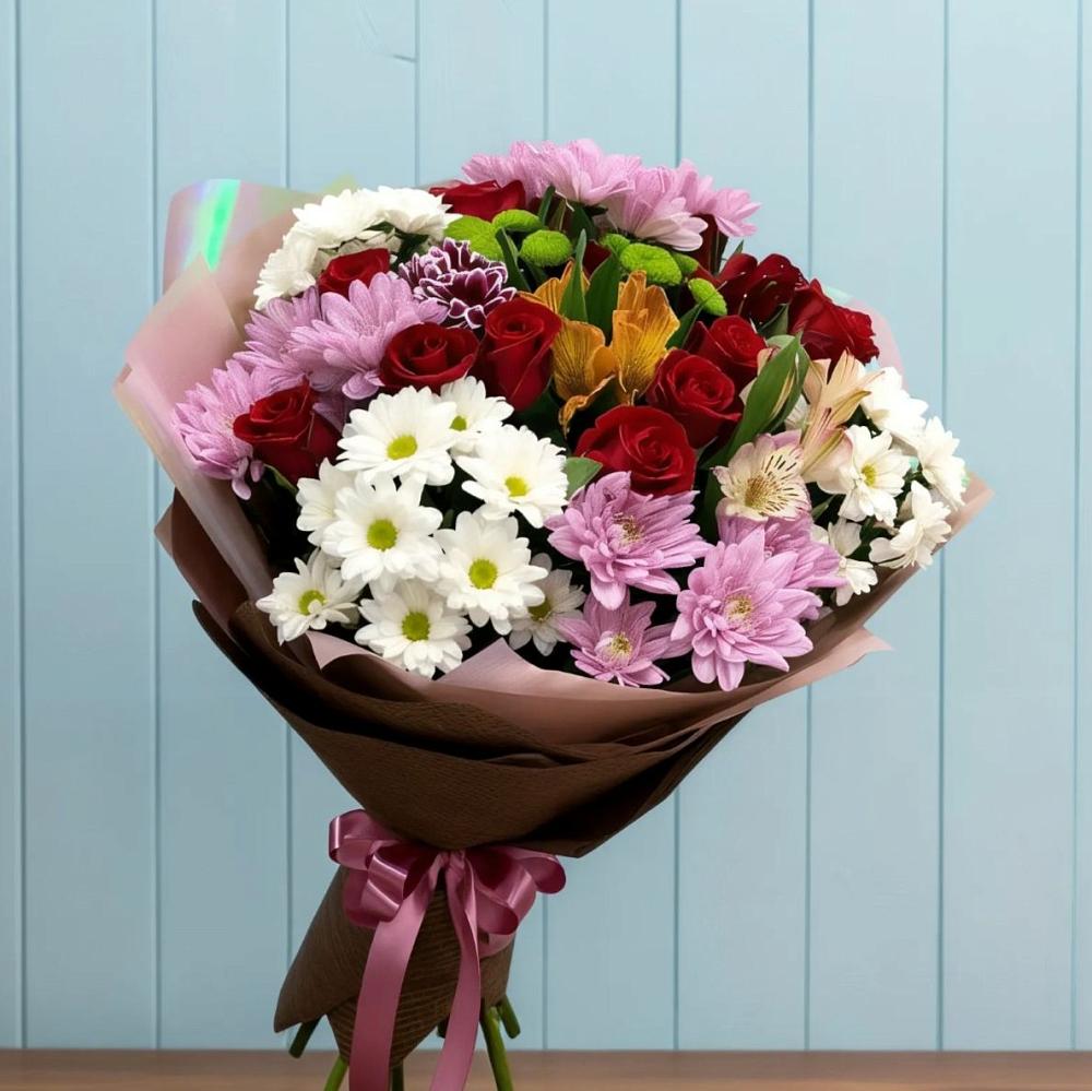Букет цветов из: Розы, Хризантемы и Альстромерии в Орлове Кировская область