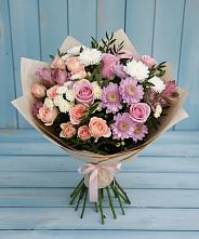 Букет цветов из:  Хризантемы, Розы и Альстромерии в Орлове Кировская область